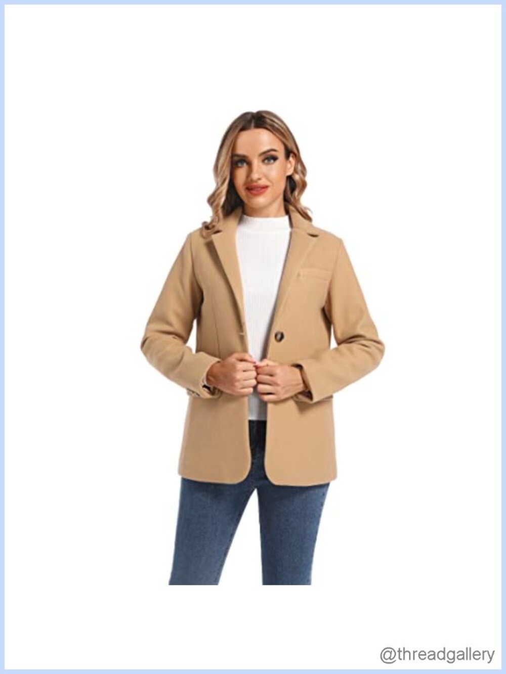 Wool Blend Notched Lapel Two Button Fully Lined Blazer Suit Jacket